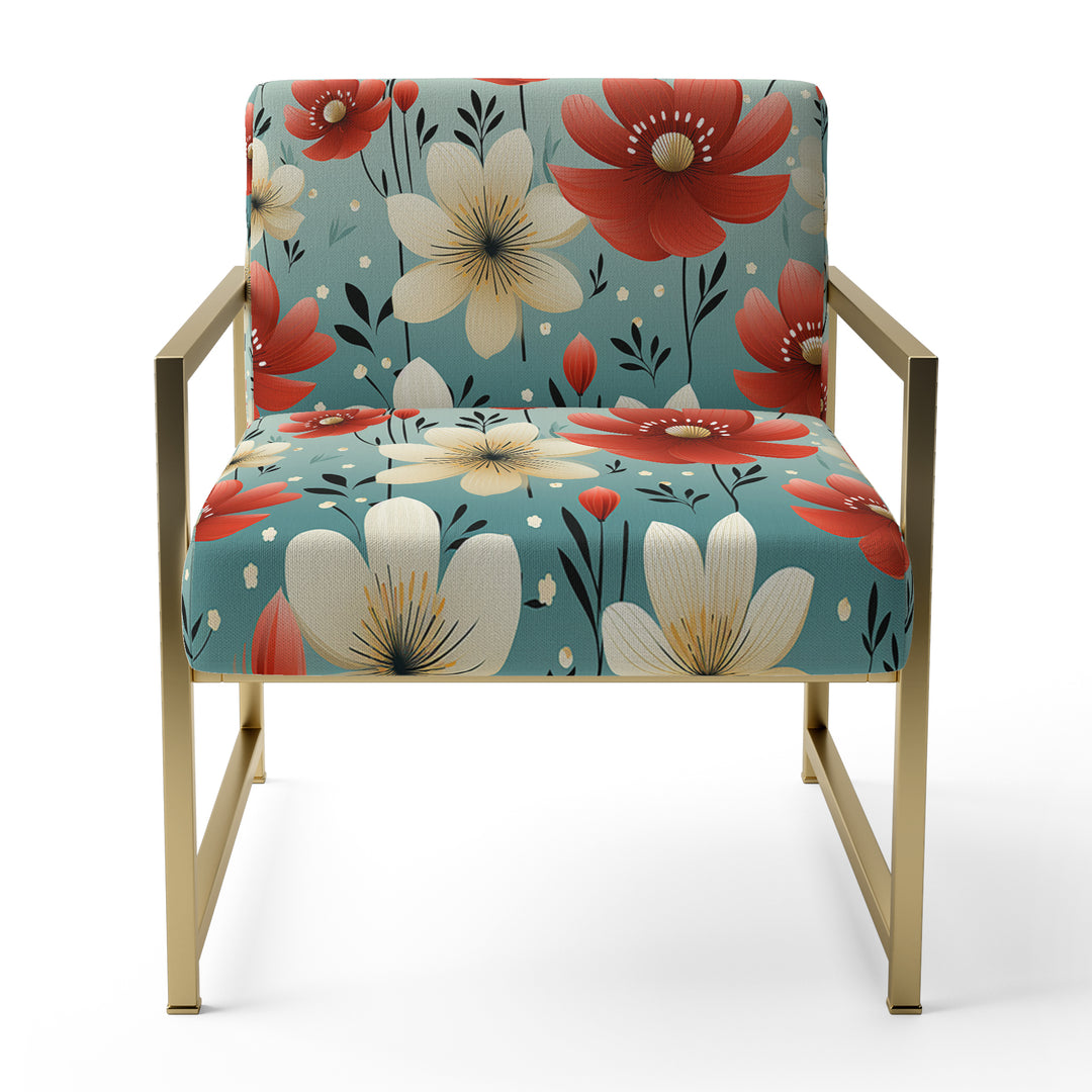 Red Coastal Harmony Floral Pattern - Cottage Arm Chair