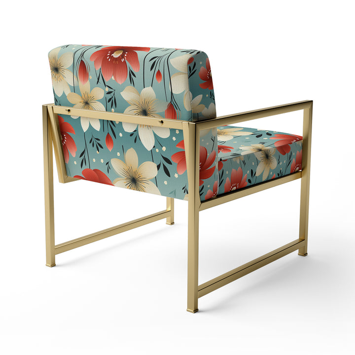 Red Coastal Harmony Floral Pattern - Cottage Arm Chair