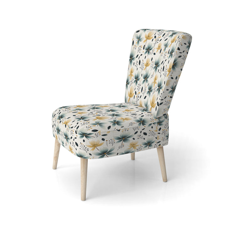 Teal Coastal Harmony Floral Pattern - Cottage Accent Side Chair