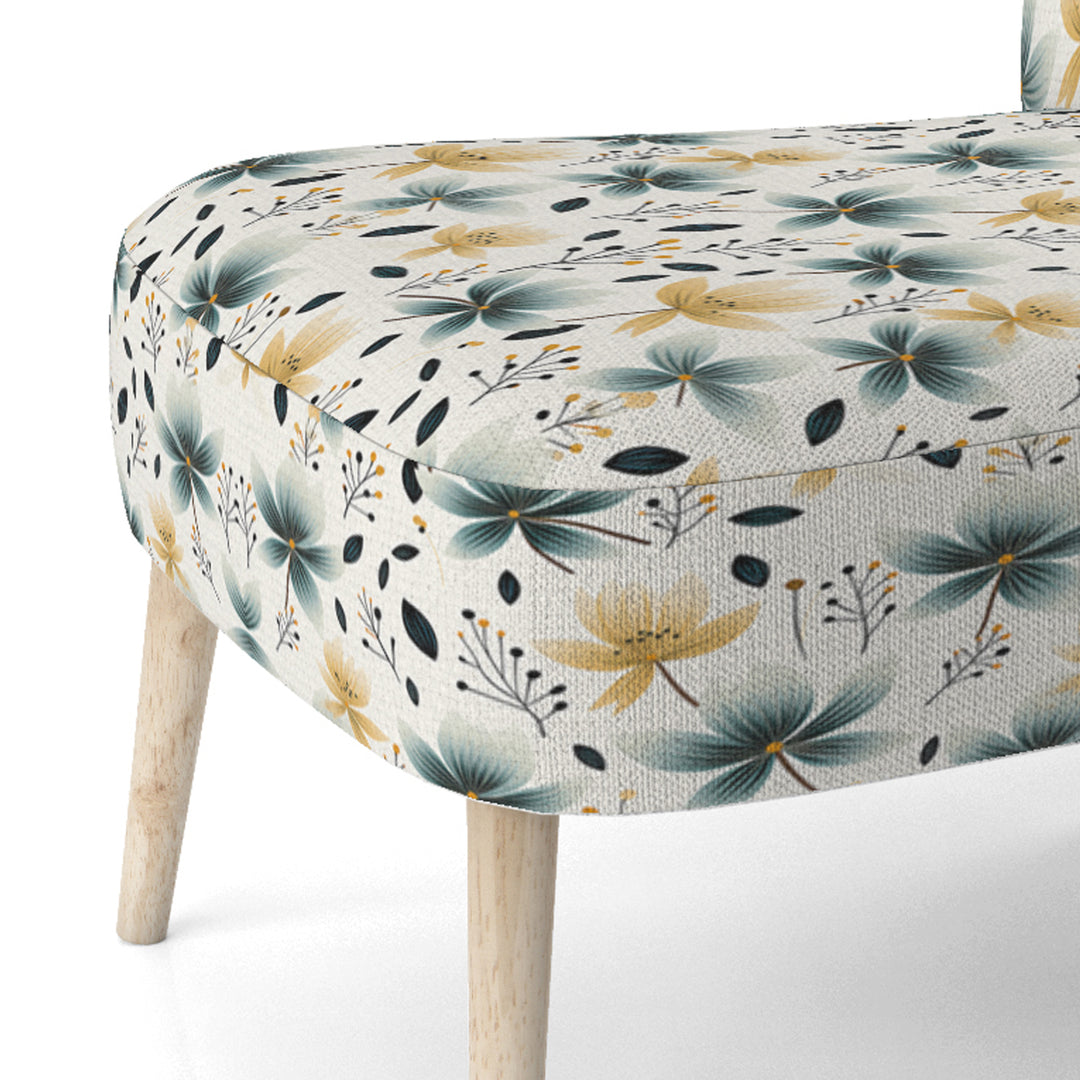 Teal Coastal Harmony Floral Pattern - Cottage Accent Side Chair