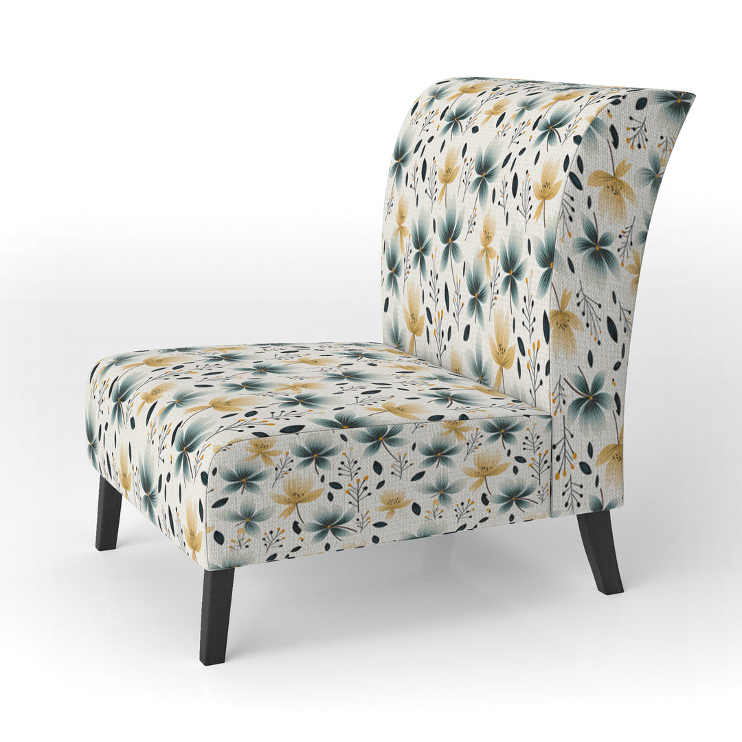 Teal Coastal Harmony Floral Pattern - Cottage Accent Side Chair