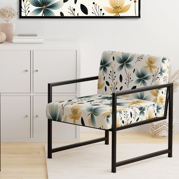 Teal Coastal Harmony Floral Pattern - Cottage Accent Side Chair