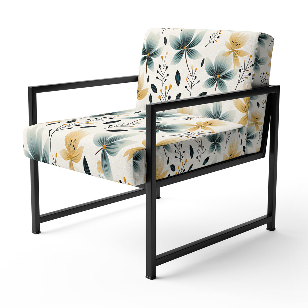 Teal Coastal Harmony Floral Pattern - Cottage Accent Side Chair
