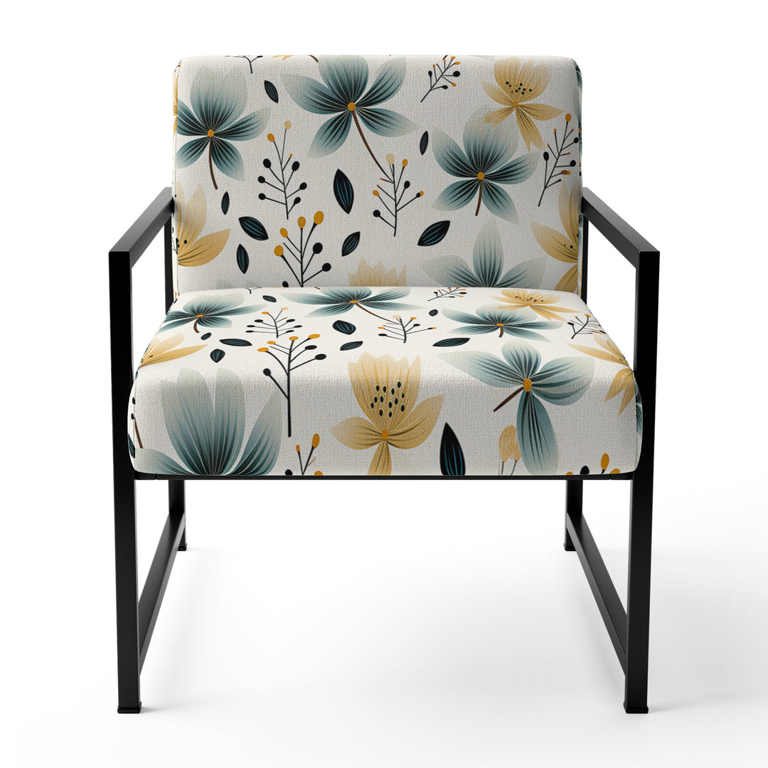 Teal Coastal Harmony Floral Pattern - Cottage Accent Side Chair