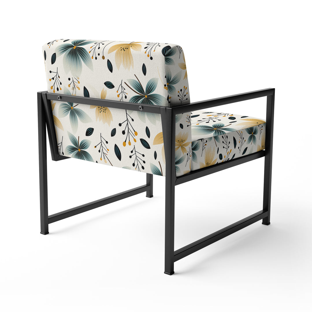 Teal Coastal Harmony Floral Pattern - Cottage Accent Side Chair