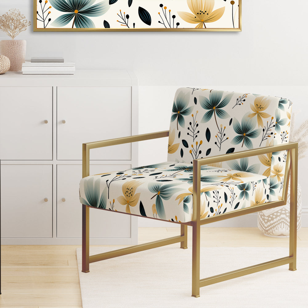 Teal Coastal Harmony Floral Pattern - Cottage Accent Side Chair