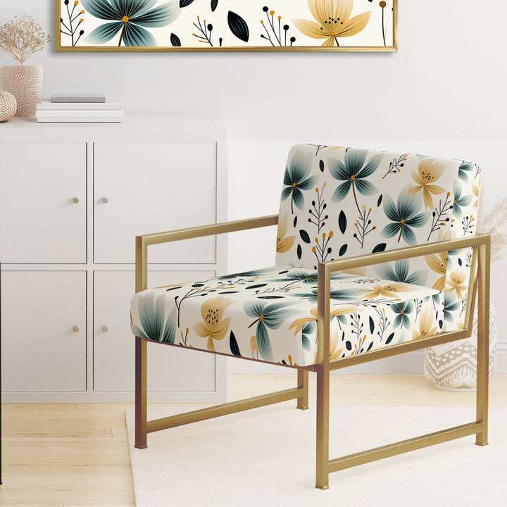 Teal Coastal Harmony Floral Pattern - Cottage Accent Side Chair