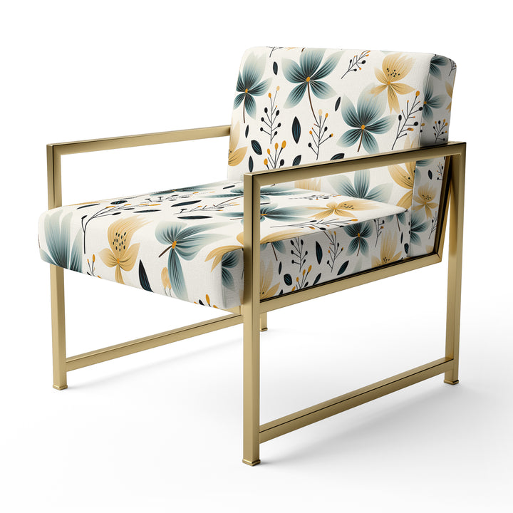 Teal Coastal Harmony Floral Pattern - Cottage Accent Side Chair