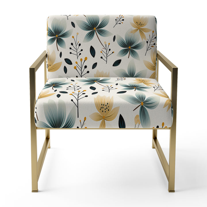 Teal Coastal Harmony Floral Pattern - Cottage Accent Side Chair