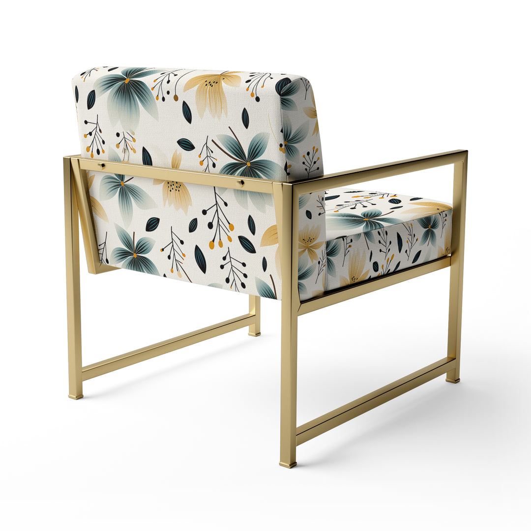 Teal Coastal Harmony Floral Pattern - Cottage Accent Side Chair