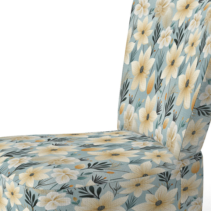 Ivory Coastal Harmony Floral Pattern - Cottage Accent Slipper Chair