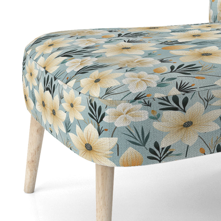 Ivory Coastal Harmony Floral Pattern - Cottage Accent Slipper Chair