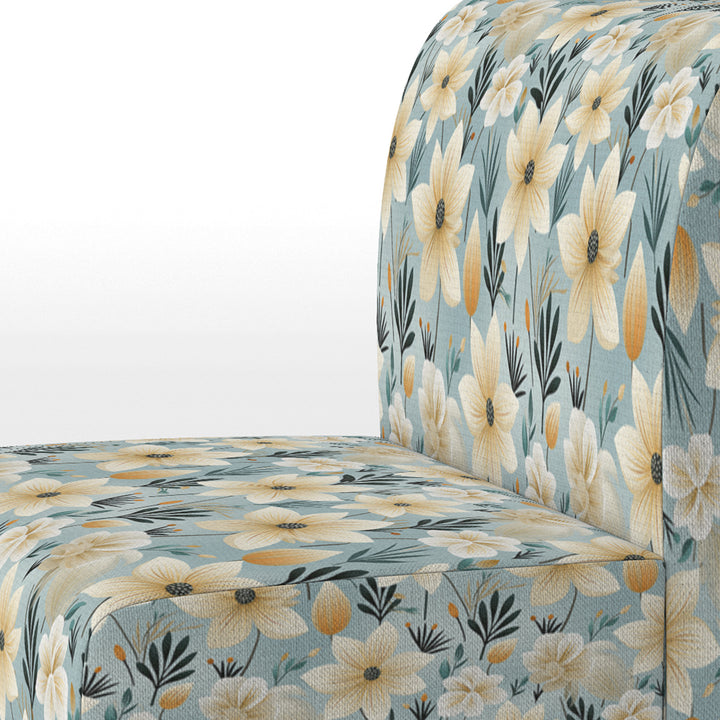 Ivory Coastal Harmony Floral Pattern - Cottage Accent Slipper Chair