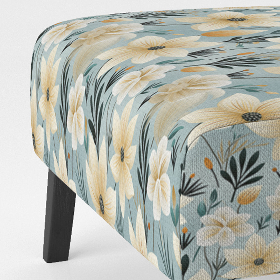 Ivory Coastal Harmony Floral Pattern - Cottage Accent Slipper Chair