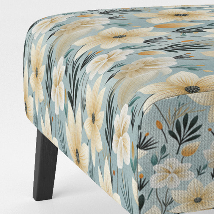 Ivory Coastal Harmony Floral Pattern - Cottage Accent Slipper Chair
