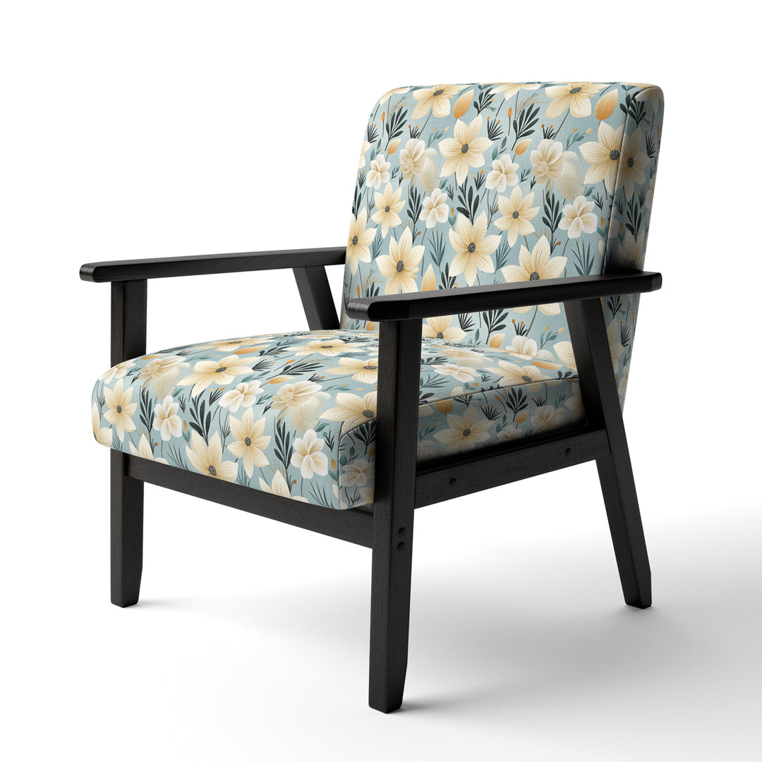 Ivory Coastal Harmony Floral Pattern - Cottage Accent Slipper Chair