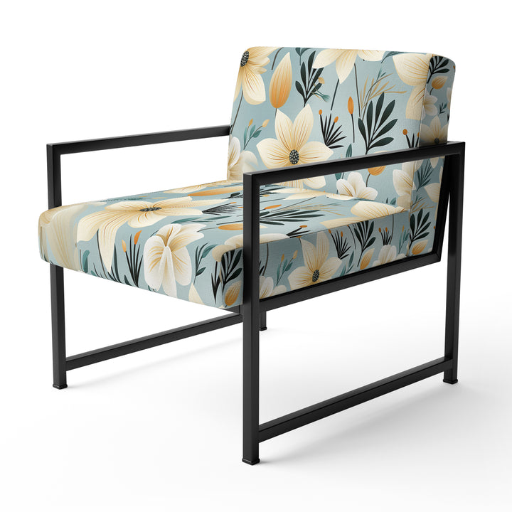 Ivory Coastal Harmony Floral Pattern - Cottage Accent Slipper Chair