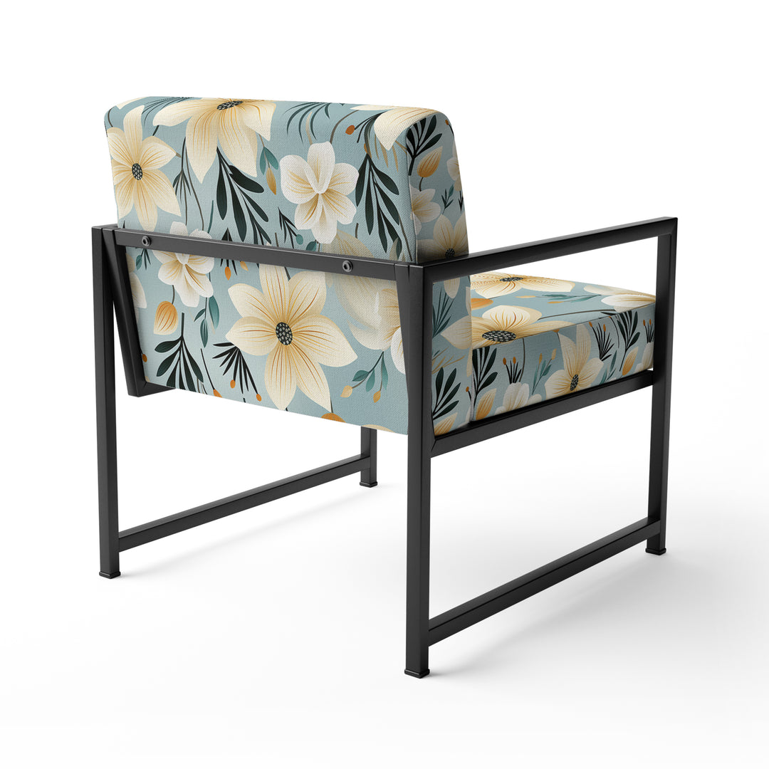 Ivory Coastal Harmony Floral Pattern - Cottage Accent Slipper Chair