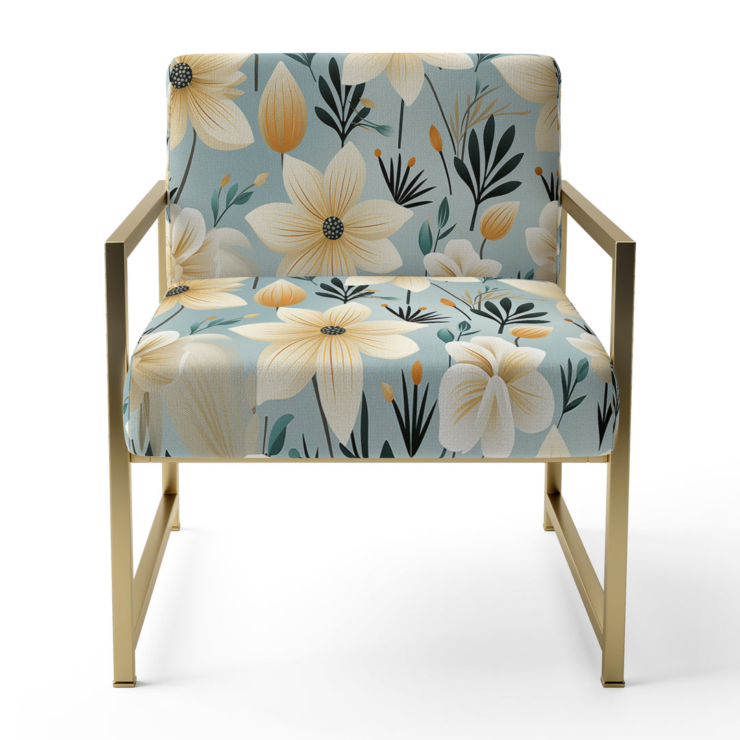 Ivory Coastal Harmony Floral Pattern - Cottage Accent Slipper Chair