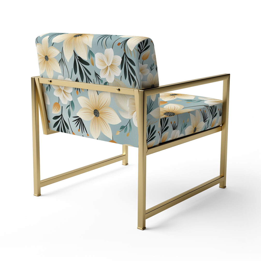 Ivory Coastal Harmony Floral Pattern - Cottage Accent Slipper Chair