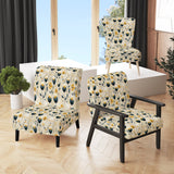 Teal Coastal Serene Floral Pattern - Upholstered Cottage Accent Chairs
