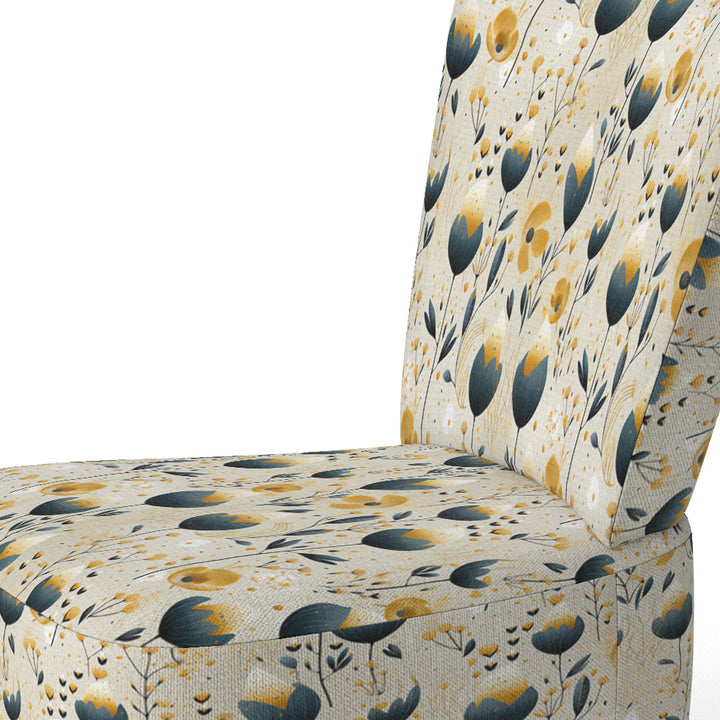 Teal Coastal Serene Floral Pattern - Upholstered Cottage Accent Chairs