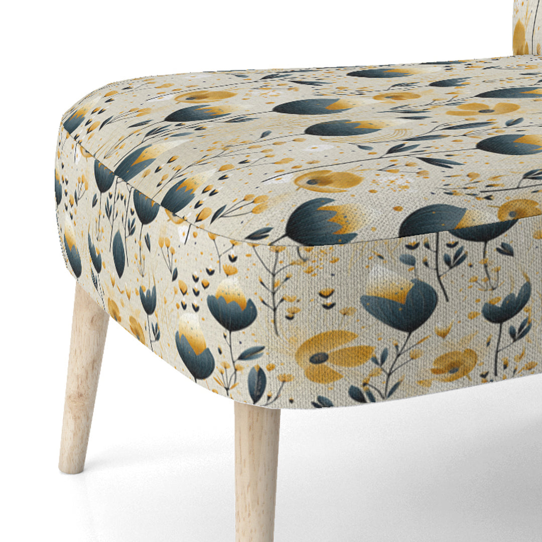 Teal Coastal Serene Floral Pattern - Upholstered Cottage Accent Chairs
