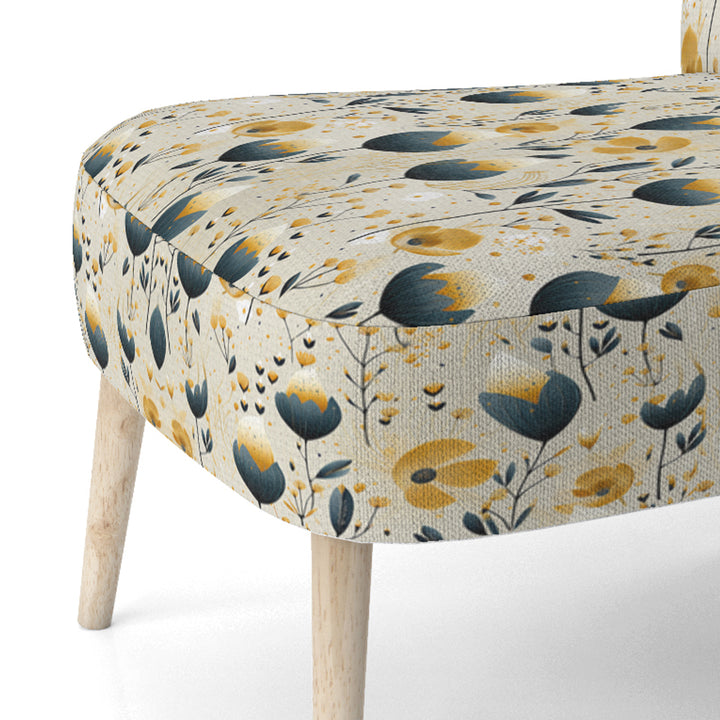 Teal Coastal Serene Floral Pattern - Upholstered Cottage Accent Chairs