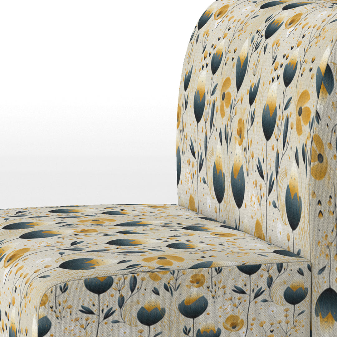 Teal Coastal Serene Floral Pattern - Upholstered Cottage Accent Chairs