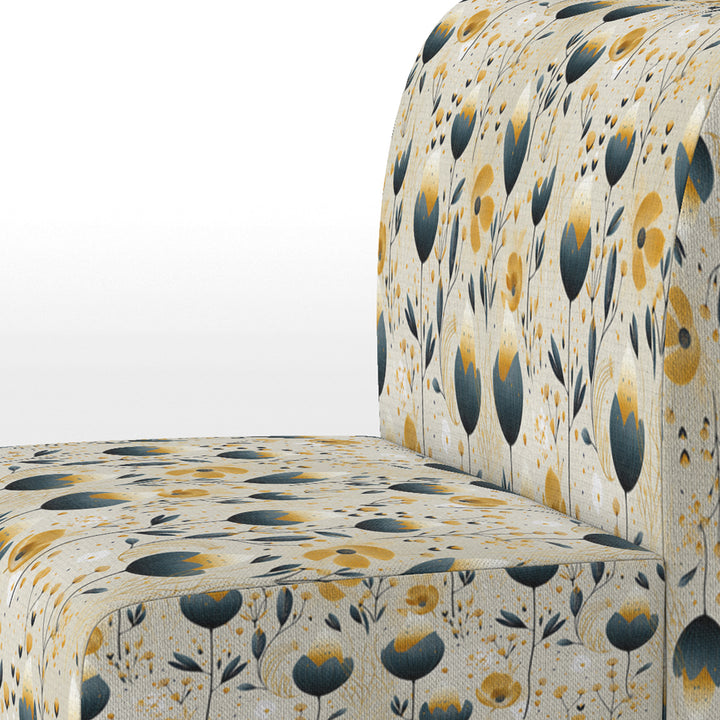 Teal Coastal Serene Floral Pattern - Upholstered Cottage Accent Chairs