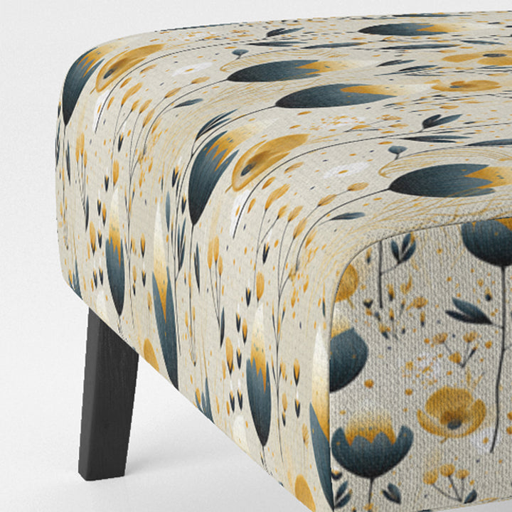 Teal Coastal Serene Floral Pattern - Upholstered Cottage Accent Chairs