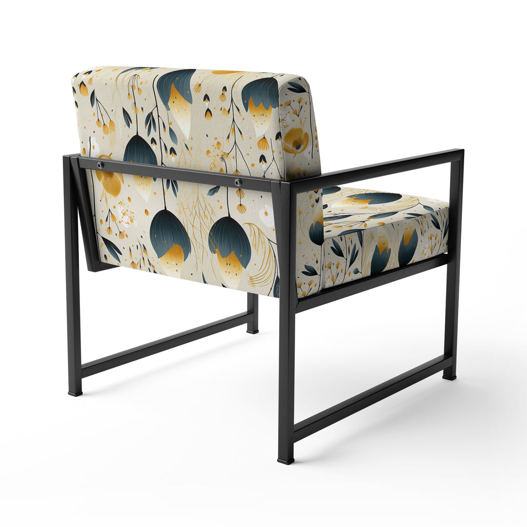 Teal Coastal Serene Floral Pattern - Upholstered Cottage Accent Chairs