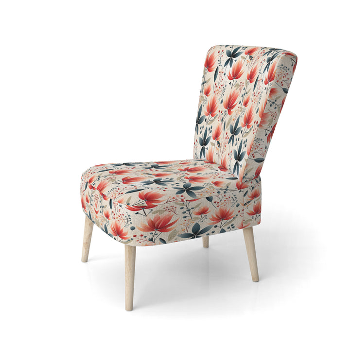 Elegant Red Floral Pattern - Cottage Accent Side Chair