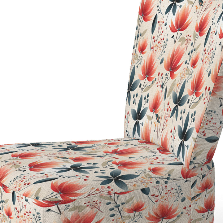 Elegant Red Floral Pattern - Cottage Accent Side Chair