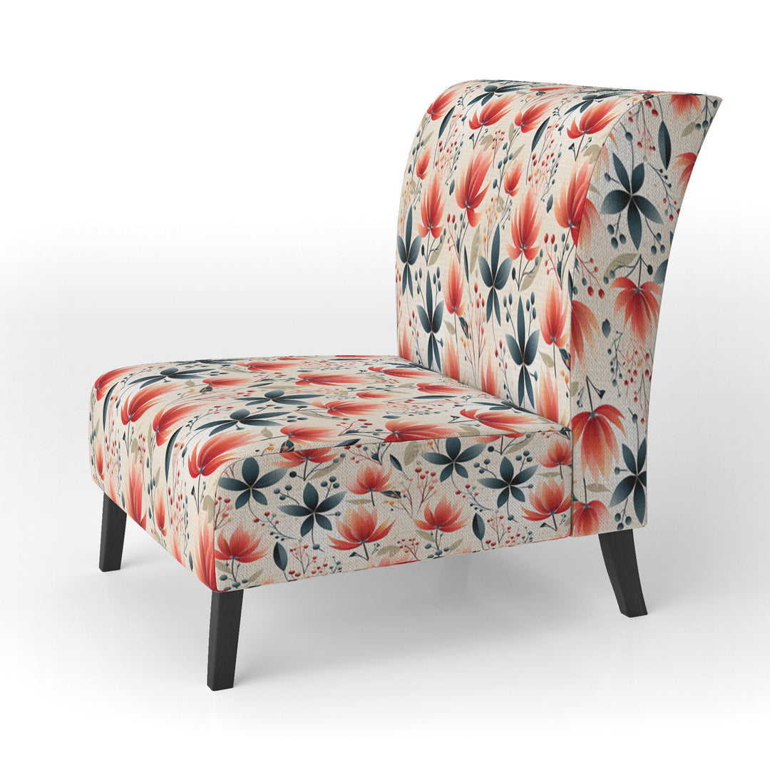 Elegant Red Floral Pattern - Cottage Accent Side Chair