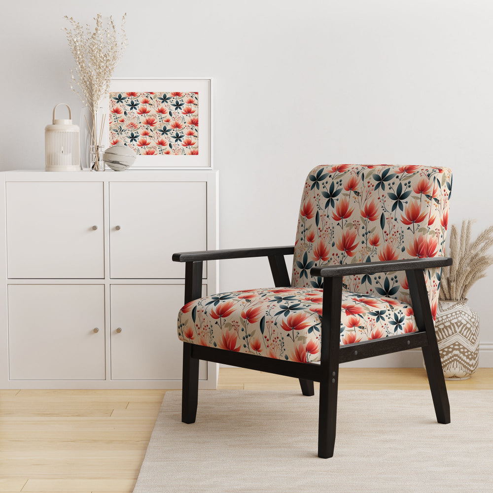 Elegant Red Floral Pattern - Cottage Accent Side Chair