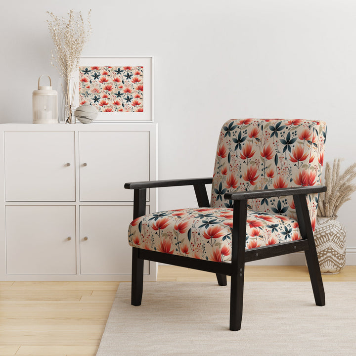 Elegant Red Floral Pattern - Cottage Accent Side Chair