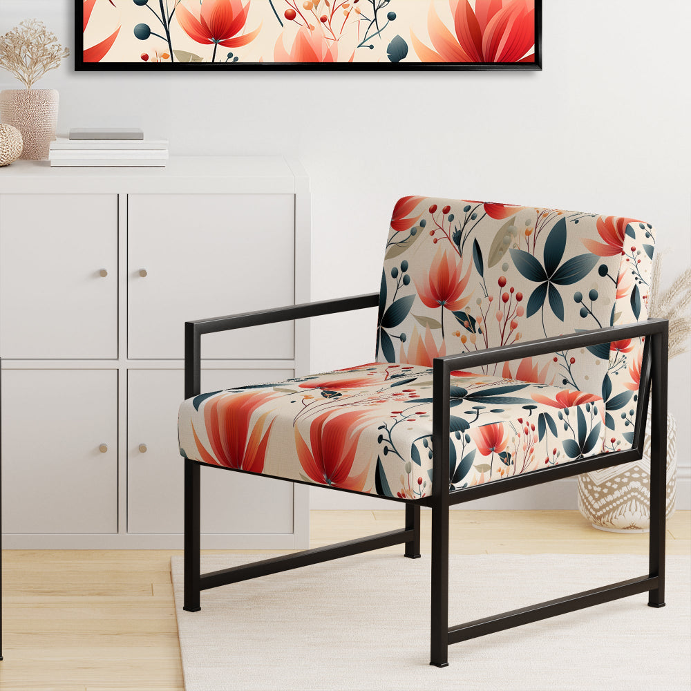 Elegant Red Floral Pattern - Cottage Accent Side Chair