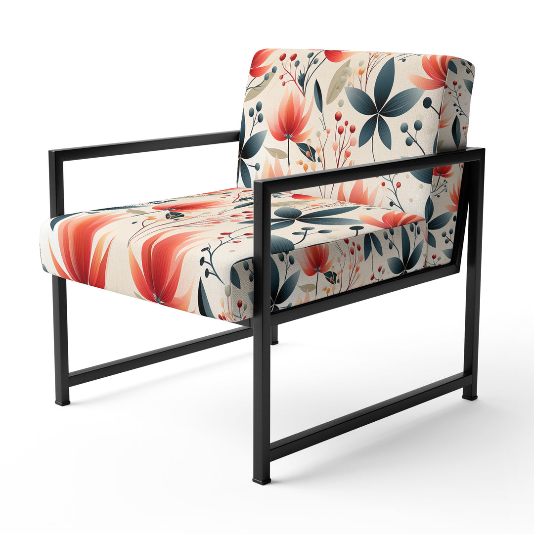 Elegant Red Floral Pattern - Cottage Accent Side Chair