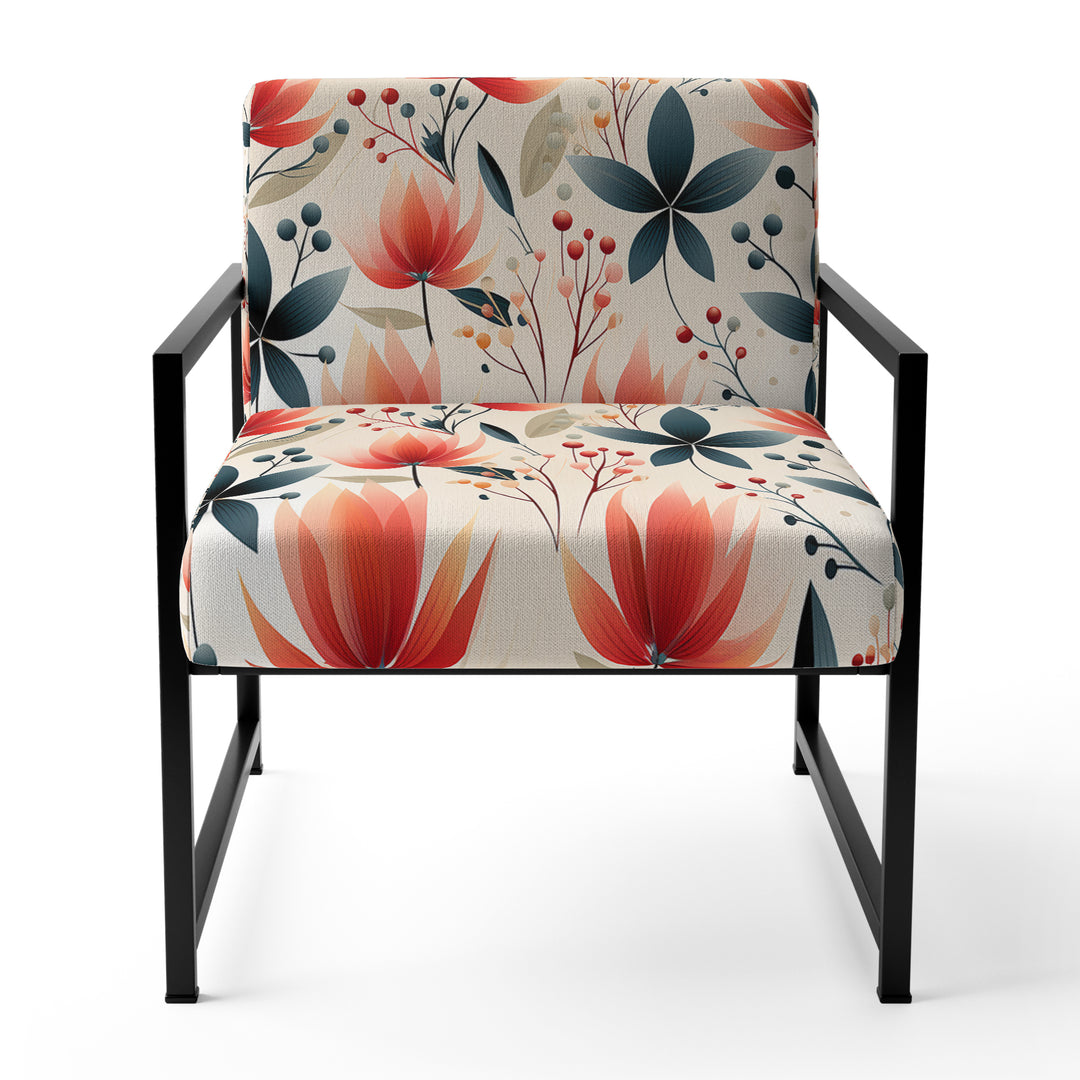 Elegant Red Floral Pattern - Cottage Accent Side Chair