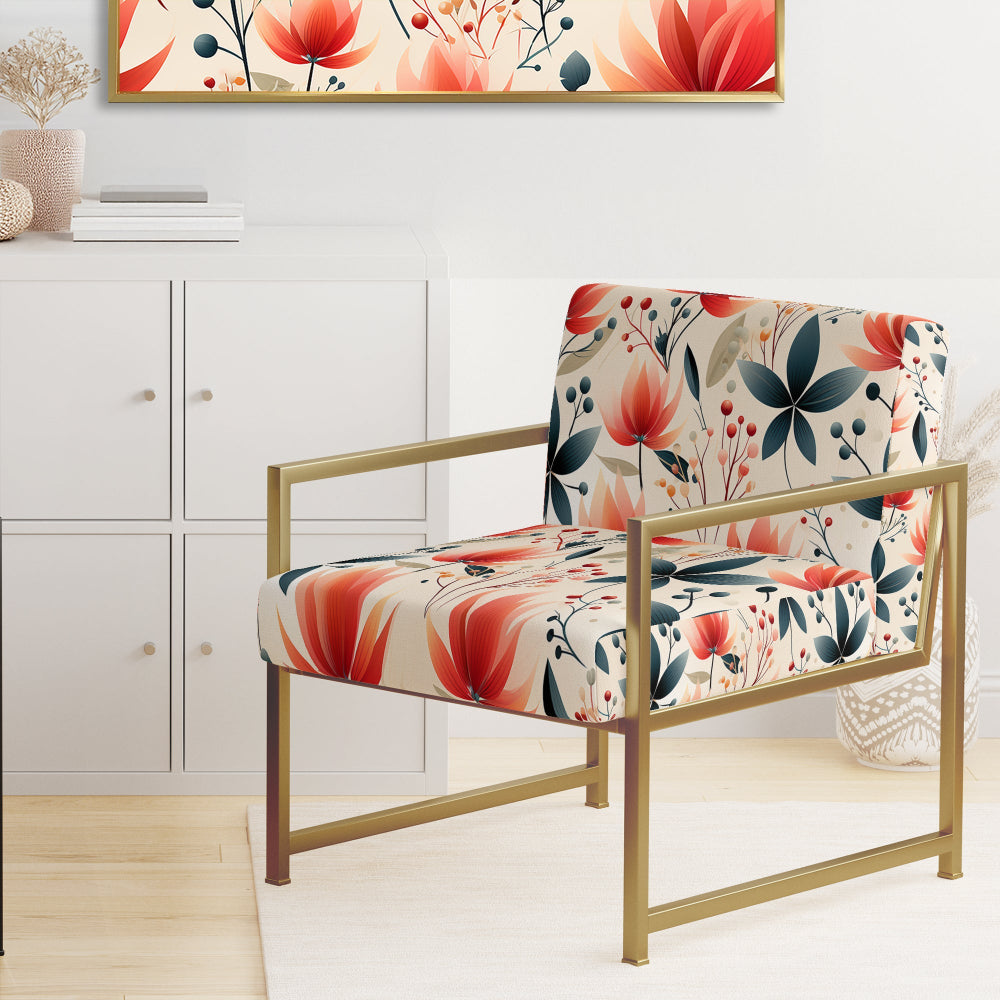Elegant Red Floral Pattern - Cottage Accent Side Chair