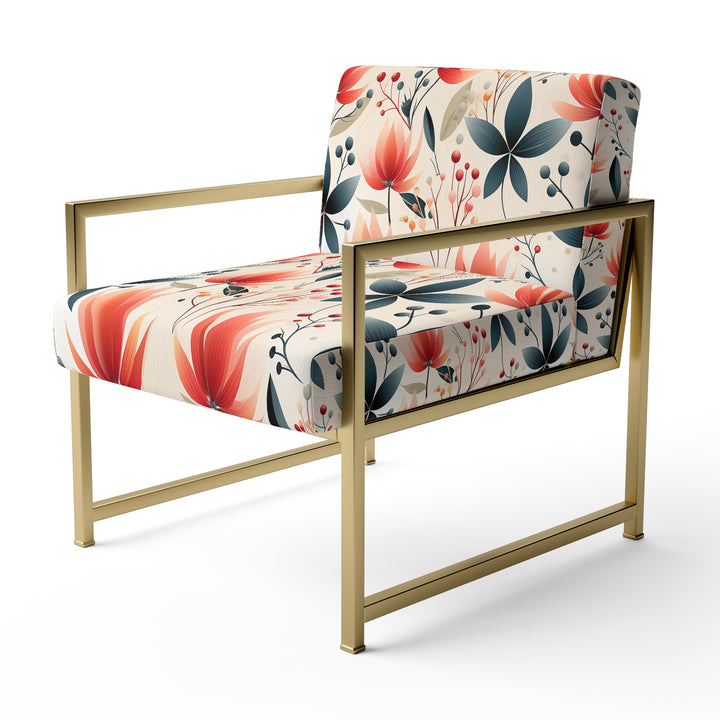 Elegant Red Floral Pattern - Cottage Accent Side Chair