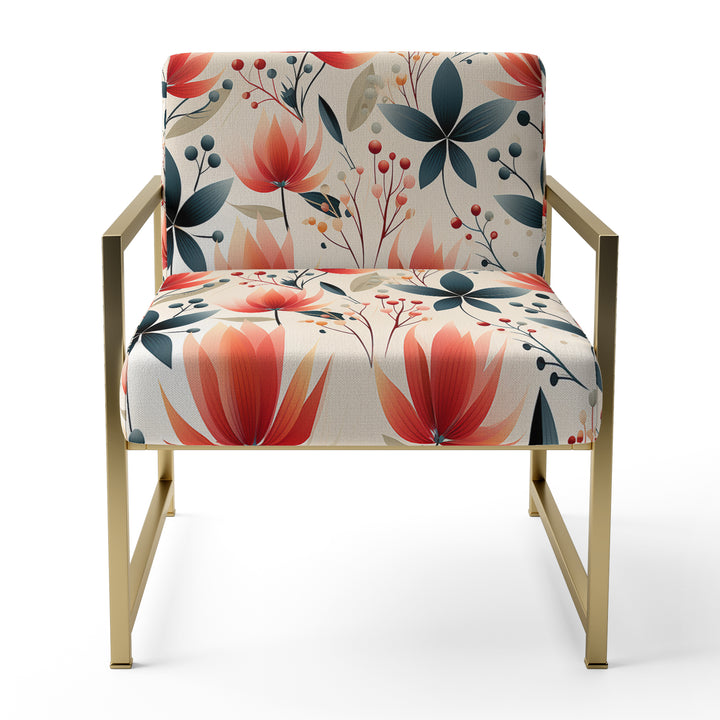Elegant Red Floral Pattern - Cottage Accent Side Chair