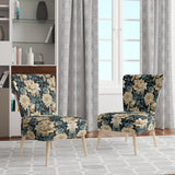 White And Blue Symphony Of Petal Gardens - Upholstered Cottage Accent Chairs