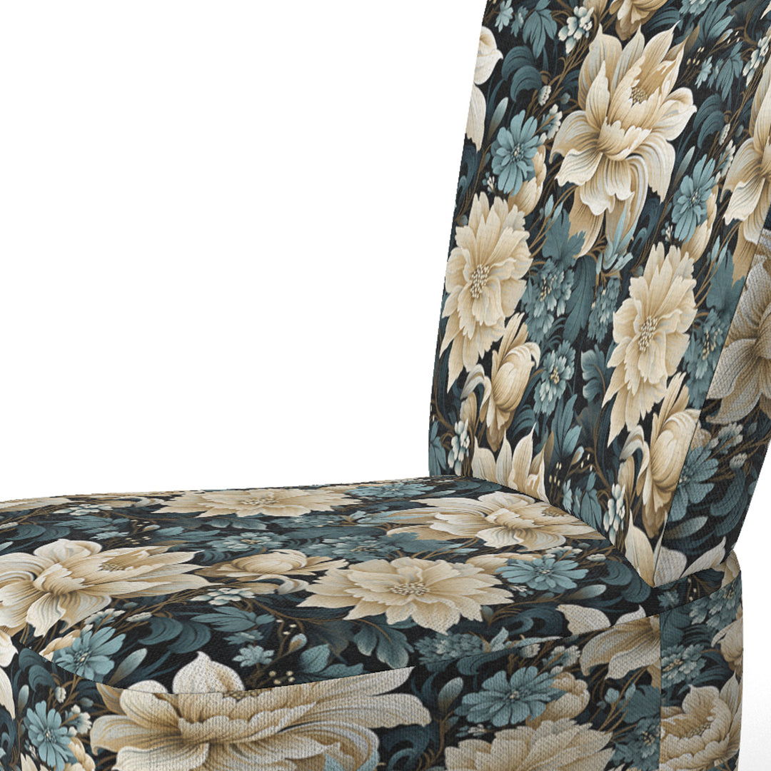 White And Blue Symphony Of Petal Gardens - Upholstered Cottage Accent Chairs