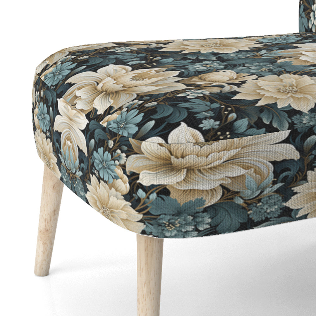 White And Blue Symphony Of Petal Gardens - Upholstered Cottage Accent Chairs