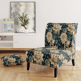 White And Blue Symphony Of Petal Gardens - Upholstered Cottage Accent Chairs