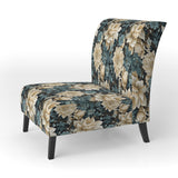 White And Blue Symphony Of Petal Gardens - Upholstered Cottage Accent Chairs