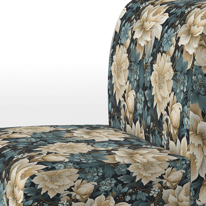 White And Blue Symphony Of Petal Gardens - Upholstered Cottage Accent Chairs