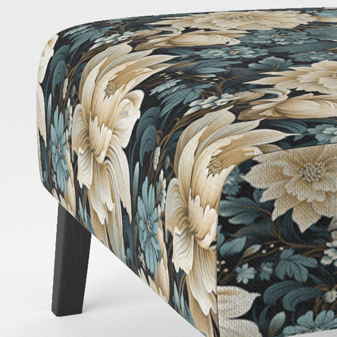 White And Blue Symphony Of Petal Gardens - Upholstered Cottage Accent Chairs